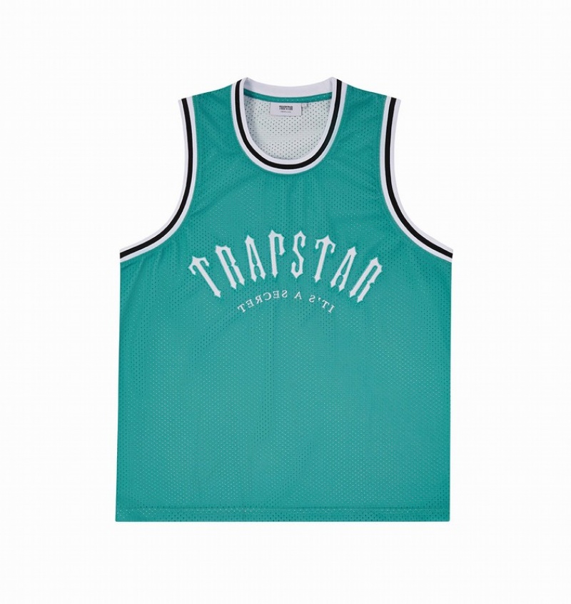 Men\'s Trapstar Irongate Arch Basketball Vest Sets Blue / White | USA-037468