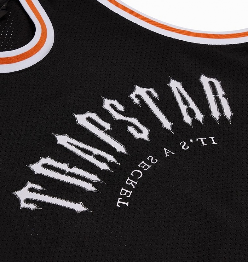 Men's Trapstar Irongate Arch Basketball Vest Sets Black / White / Orange | USA-086297