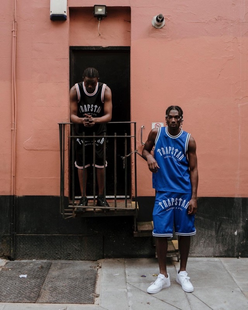 Men's Trapstar Irongate Arch Basketball Vest Sets Black / White / Orange | USA-086297