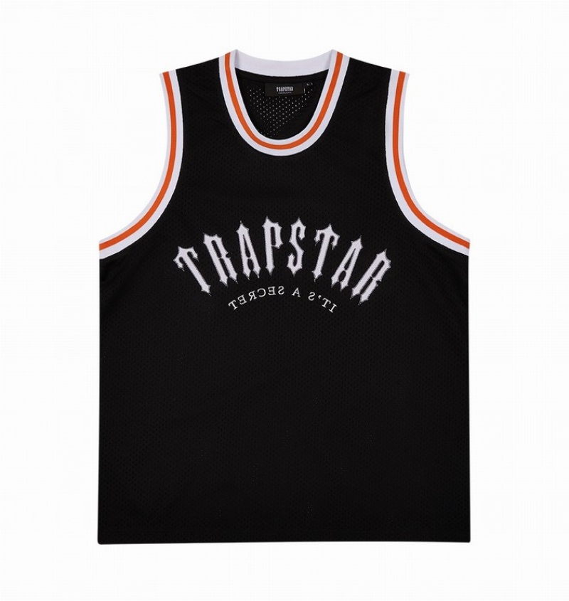 Men\'s Trapstar Irongate Arch Basketball Vest Sets Black / White / Orange | USA-086297