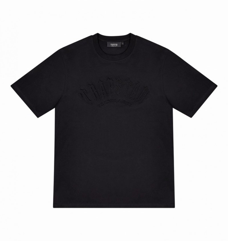 Men\'s Trapstar Irongate Arch Embossed T Shirts Black | USA-416783