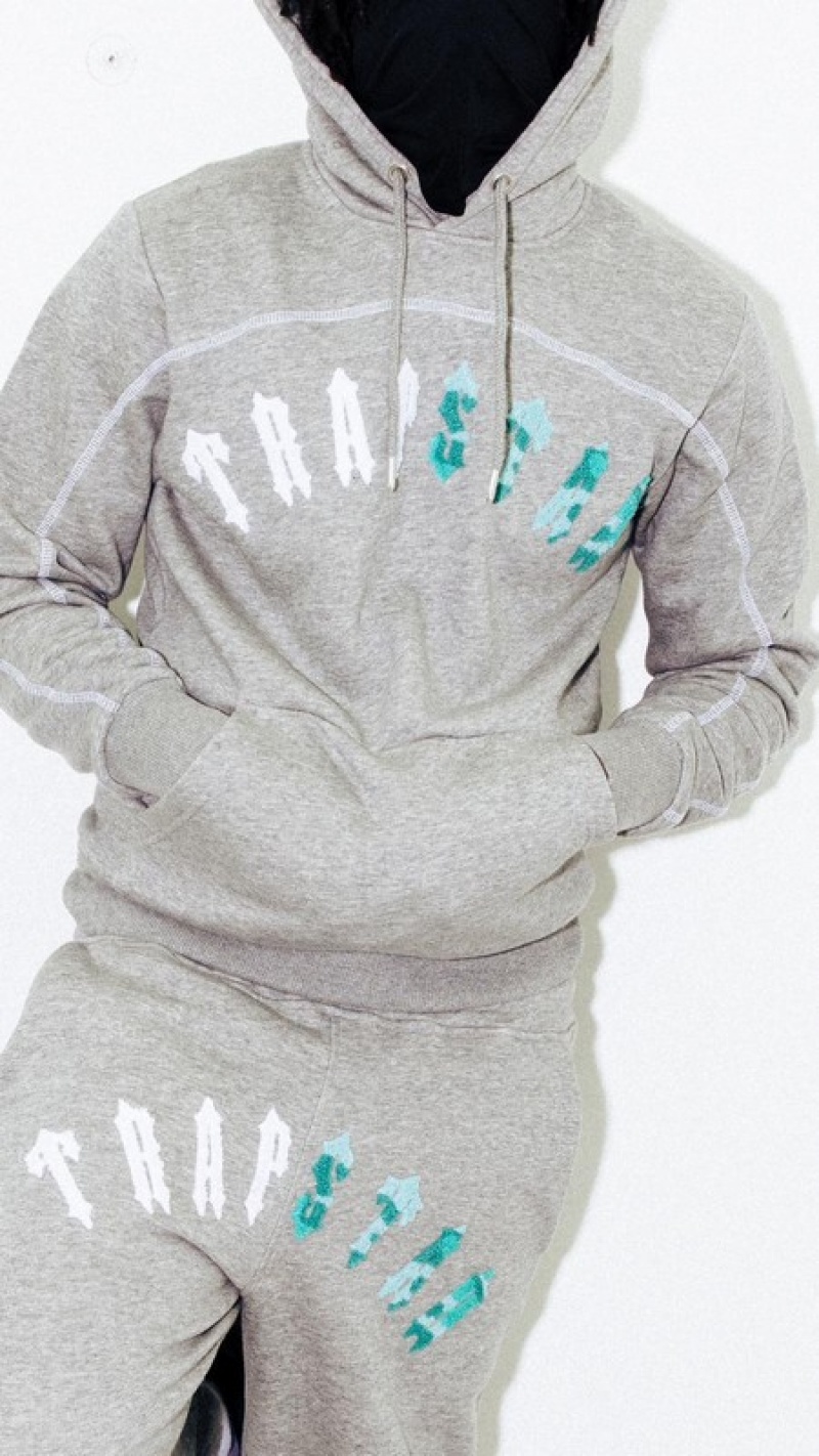 Men's Trapstar Irongate Chenille Arch Tracksuits Grey / Blue | USA-306147