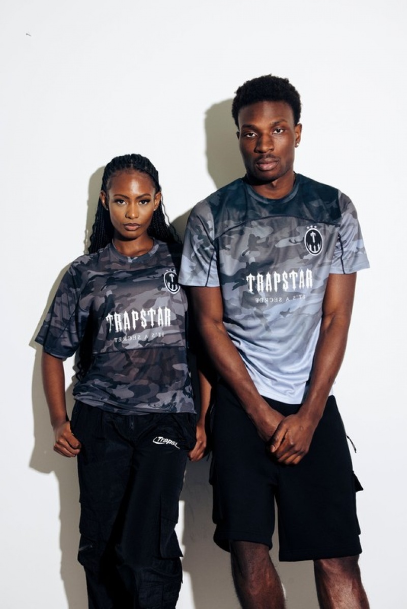 Men's Trapstar Irongate Mesh T Shirts Black Camo | USA-869125