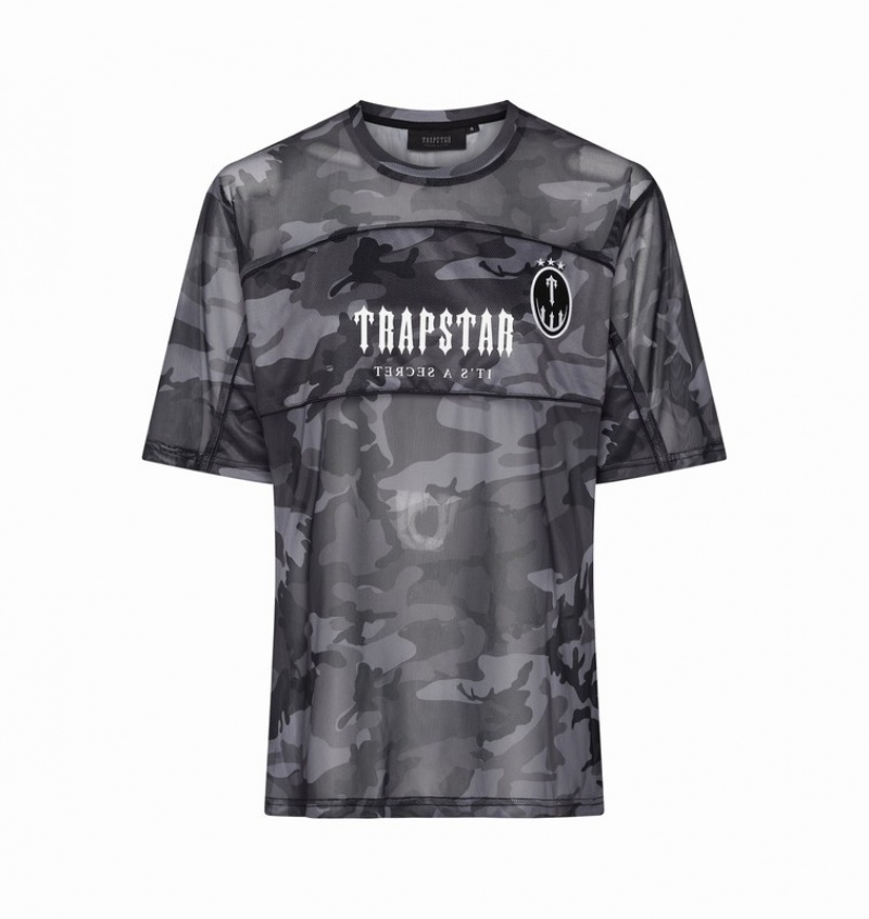 Men\'s Trapstar Irongate Mesh T Shirts Black Camo | USA-869125