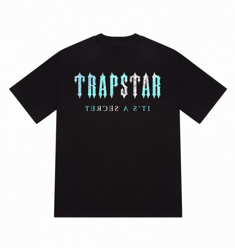 Men\'s Trapstar Irongate Paisley T Shirts Black / Turquoise | USA-190475