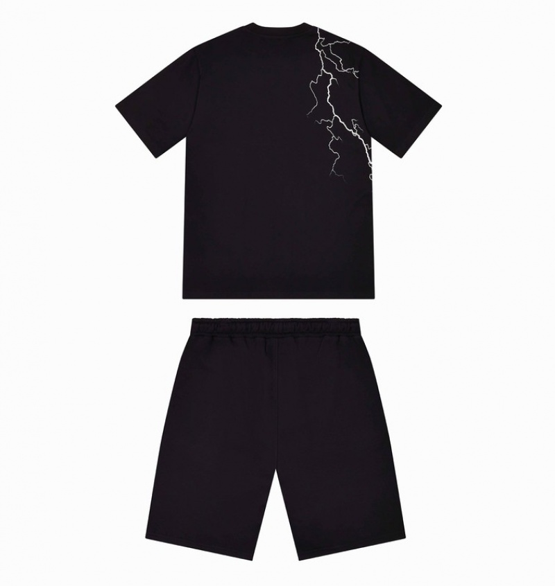 Men's Trapstar Irongate T Lightning Shorts Sets Black | USA-634012