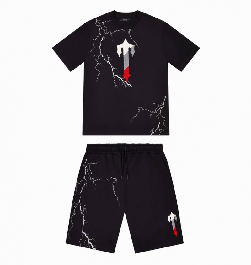 Men\'s Trapstar Irongate T Lightning Shorts Sets Black | USA-634012