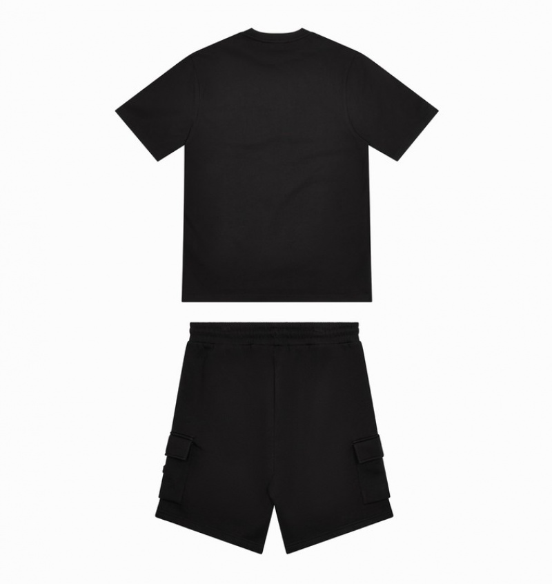 Men's Trapstar Irongate T Tech Zip Shorts Sets Black | USA-389760