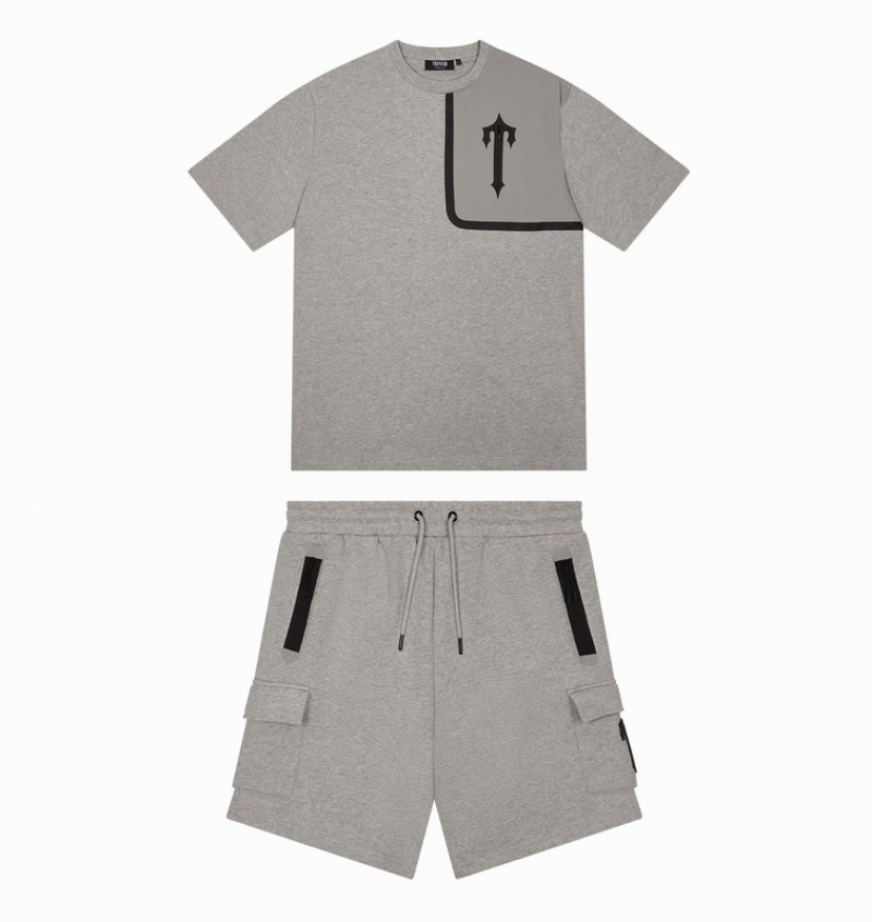 Men's Trapstar Irongate T Tech Zip T-Shirt Sets Grey | USA-621078