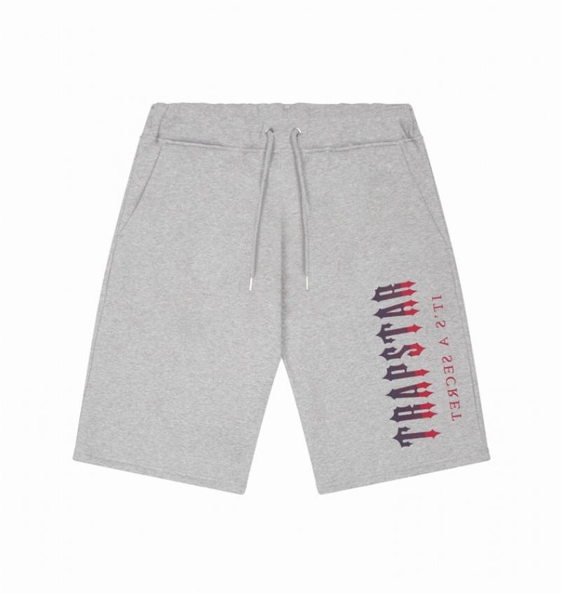 Men\'s Trapstar Oversized Decoded Shorts Sets Grey / Red | USA-072845