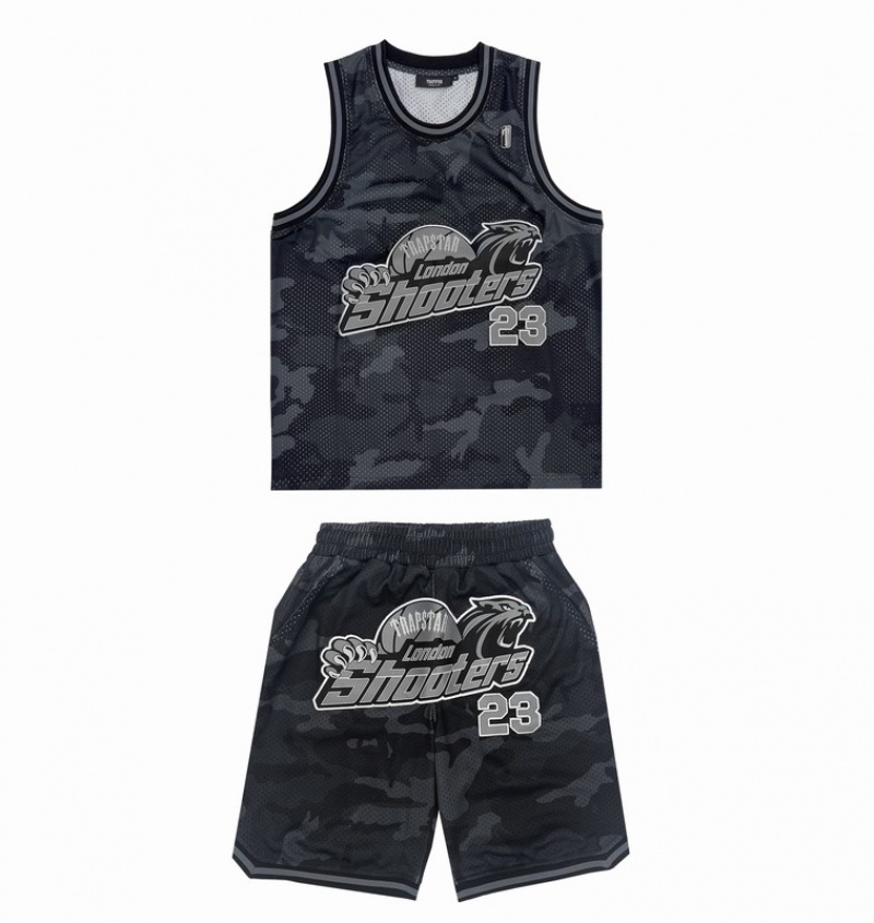 Men's Trapstar *PRE ORDER* Shooters SS23 Basketball Vest Sets Black Camo | USA-391570