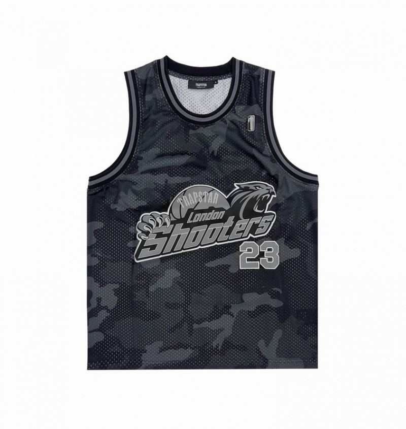 Men\'s Trapstar *PRE ORDER* Shooters SS23 Basketball Vest Sets Black Camo | USA-391570