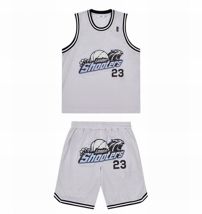 Men's Trapstar *PRE ORDER* Shooters SS23 Basketball Vest Sets Grey / Blue | USA-954820