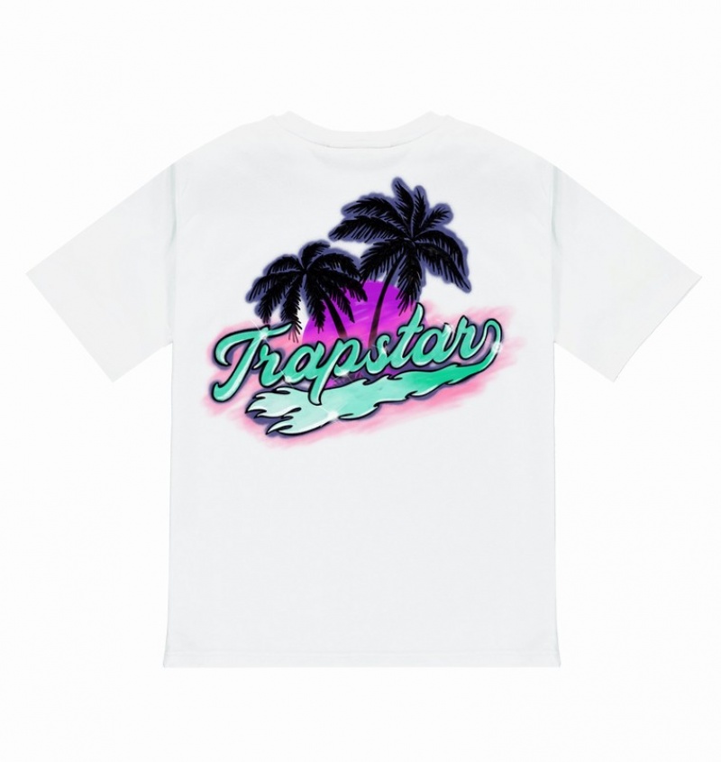 Men\'s Trapstar Paradise T Shirts White | USA-684597