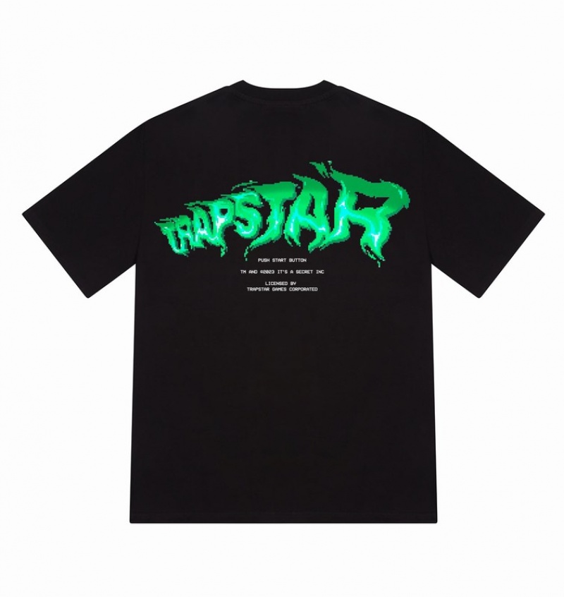 Men\'s Trapstar Press Start T Shirts Black | USA-841597