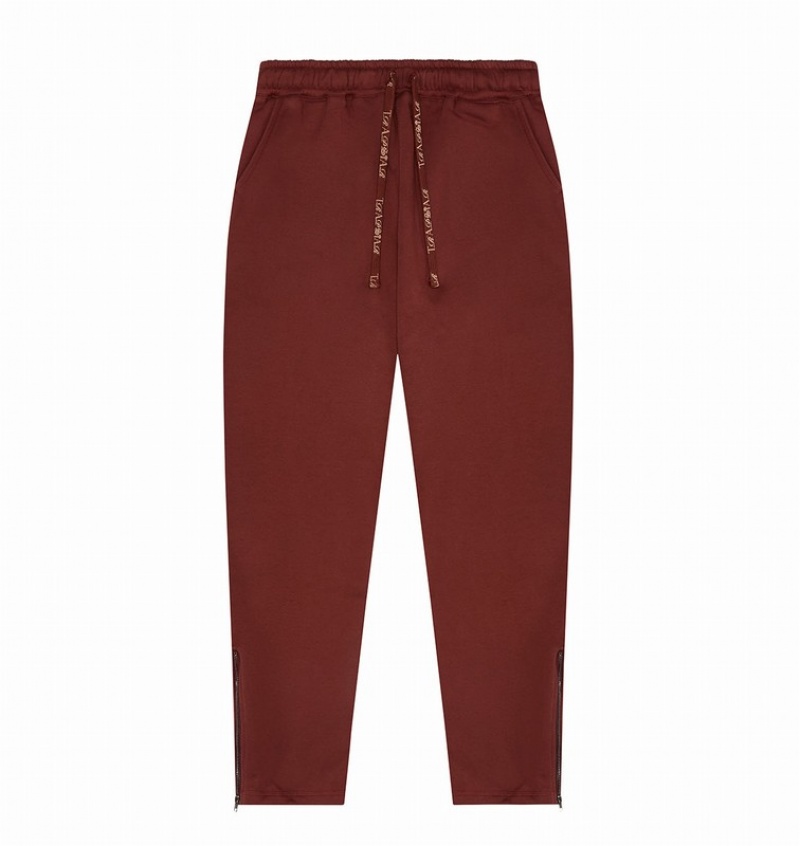 Men's Trapstar Script Zip Through Tracksuits Burgundy | USA-789423