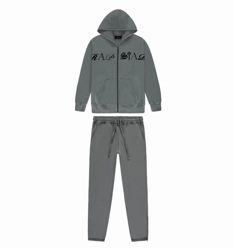 Men\'s Trapstar Script Zip Tracksuits Grey | USA-287435