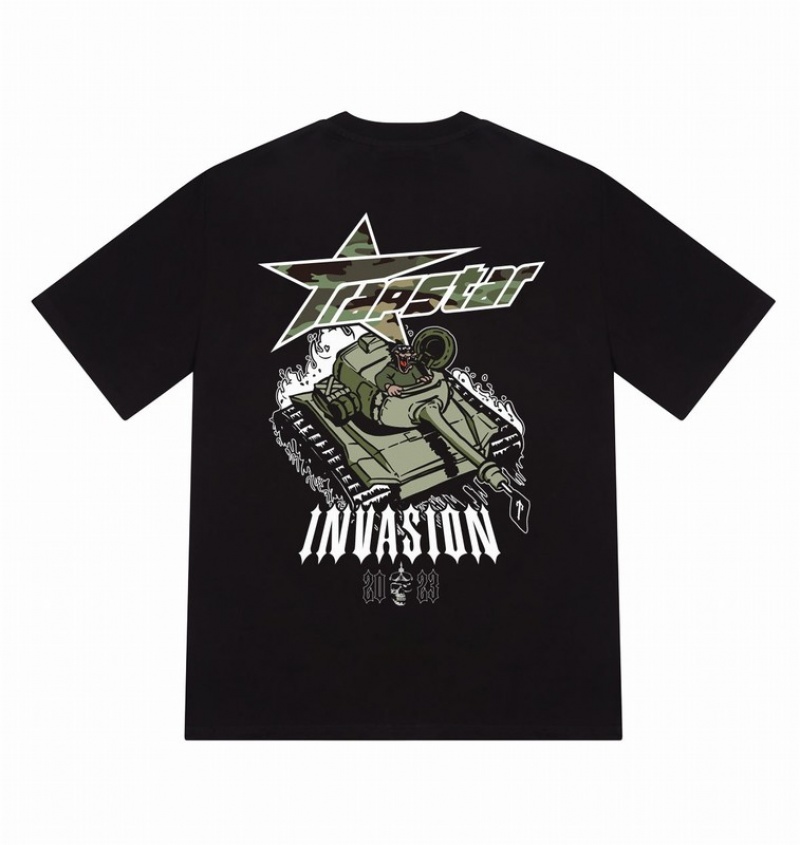 Men\'s Trapstar Trap Invasion T Shirts Black | USA-894762