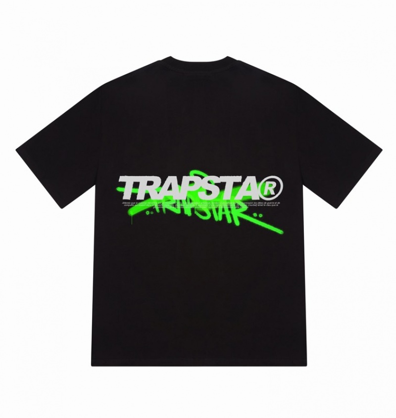 Men\'s Trapstar Trespass T Shirts Black / Green | USA-974865