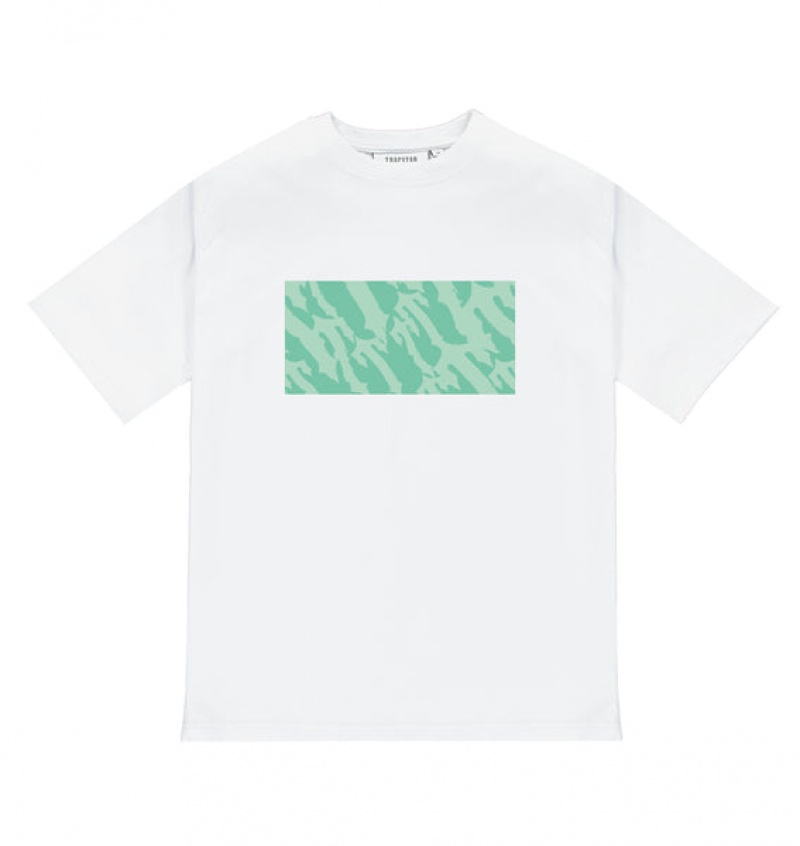 Men\'s Trapstar Wavy T Box T Shirts White / Green | USA-463589