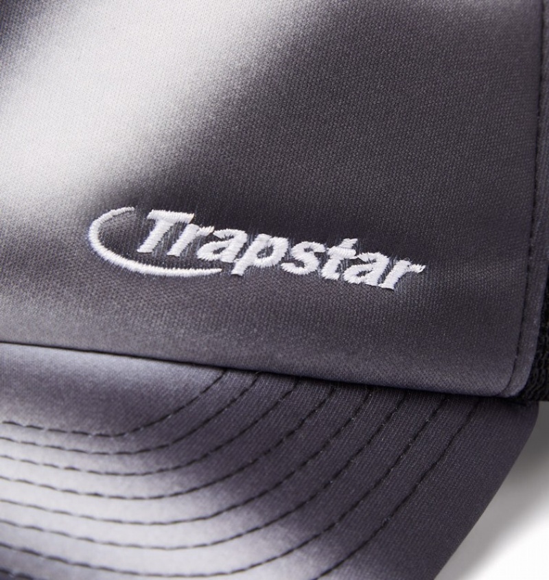 Unisex Trapstar Hyperdrive Blur Trucker Caps Black / White | USA-436795