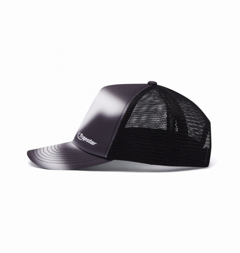 Unisex Trapstar Hyperdrive Blur Trucker Caps Black / White | USA-436795