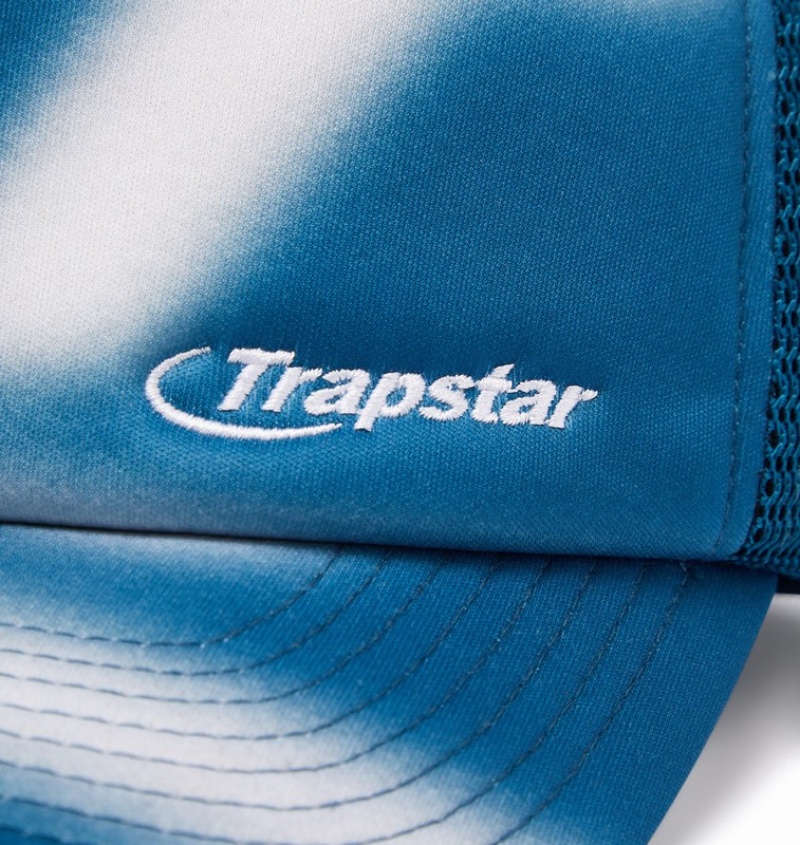 Unisex Trapstar Hyperdrive Blur Trucker Caps Turquoise / White | USA-713045