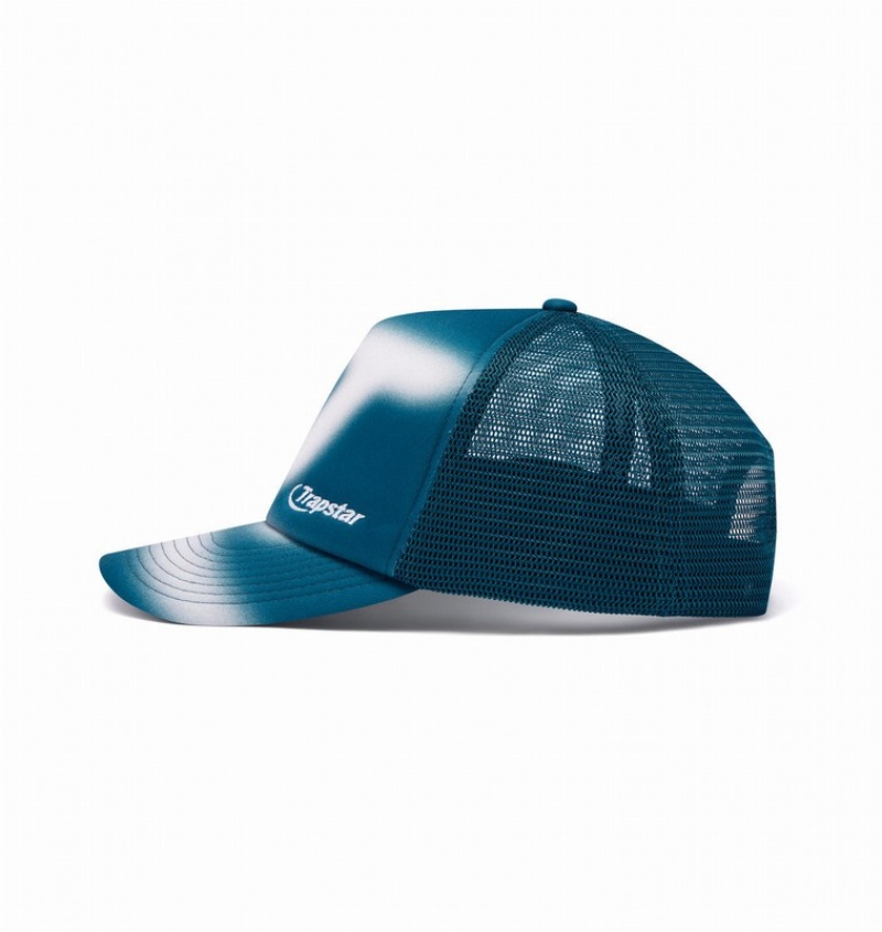 Unisex Trapstar Hyperdrive Blur Trucker Caps Turquoise / White | USA-713045