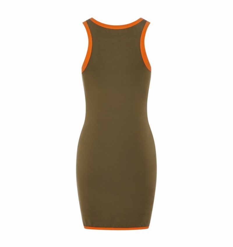 Women's Trapstar Contrast Dress Khaki / Orange | USA-038519