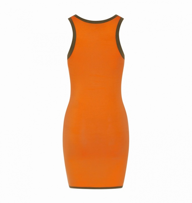 Women's Trapstar Contrast Dress Orange / Khaki | USA-763280