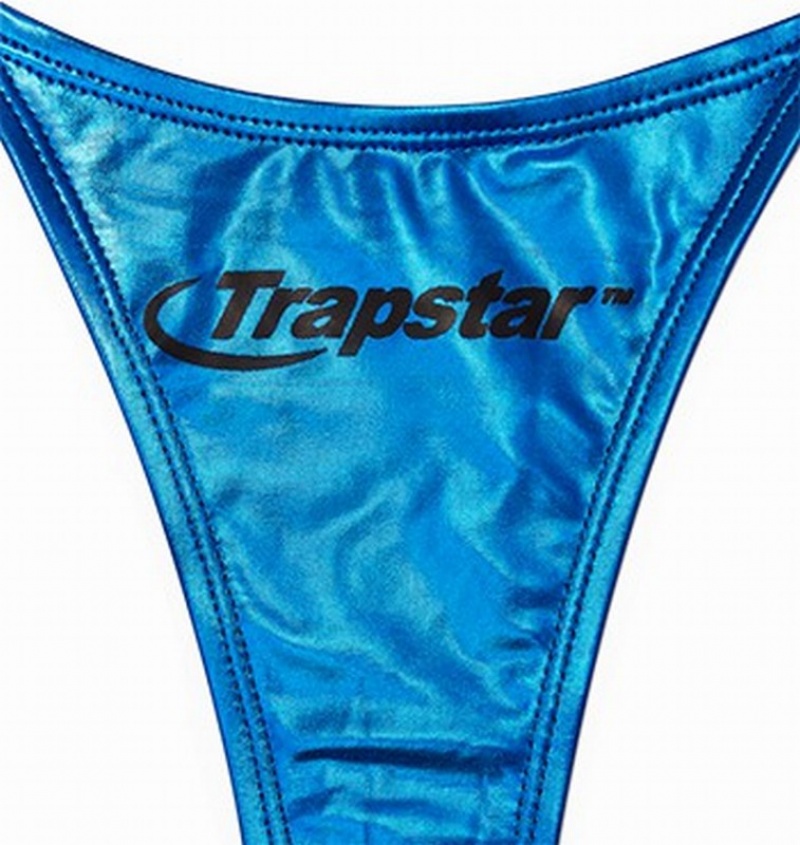 Women's Trapstar Hyperdrive Metallic Bikini Bottoms Blue | USA-509237