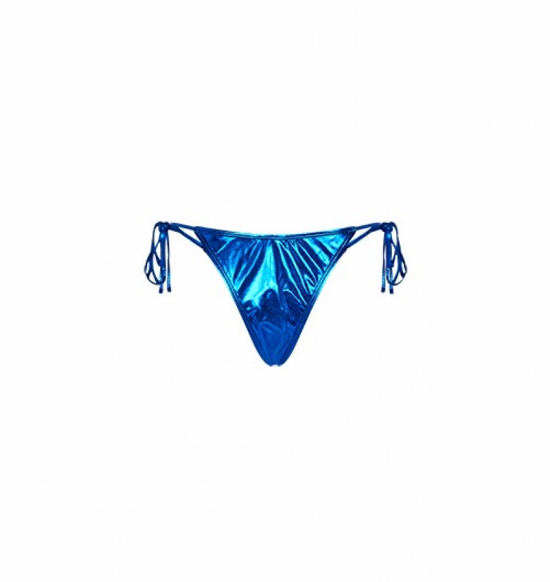 Women's Trapstar Hyperdrive Metallic Bikini Bottoms Blue | USA-509237