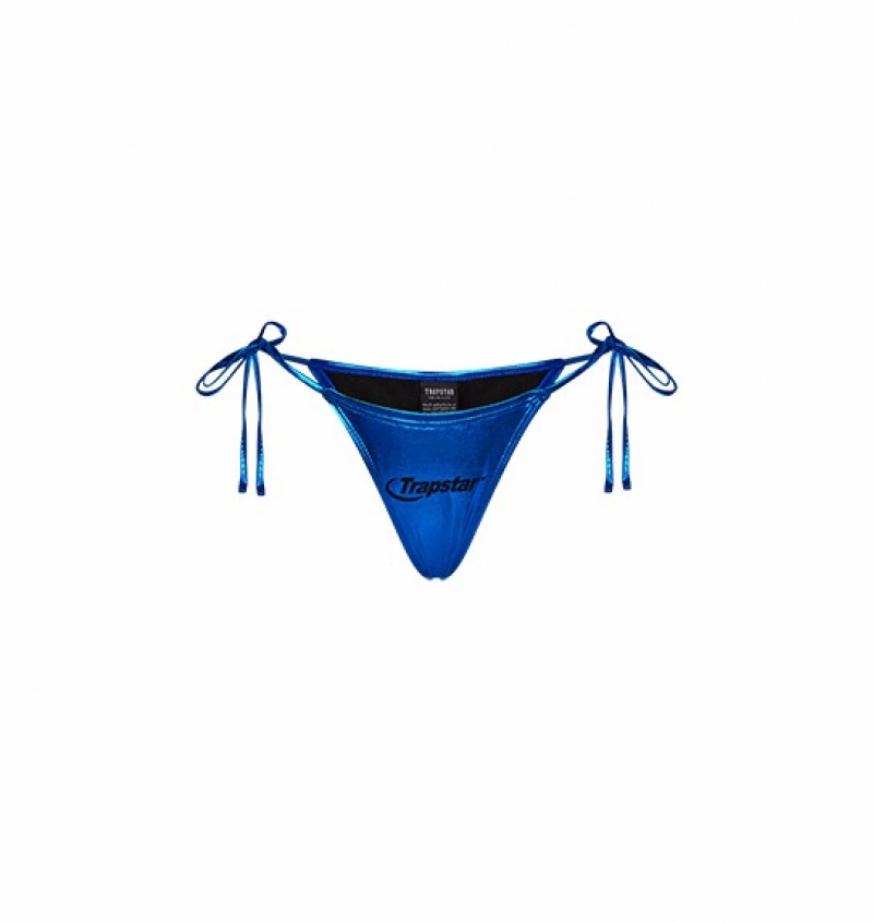 Women\'s Trapstar Hyperdrive Metallic Bikini Bottoms Blue | USA-509237