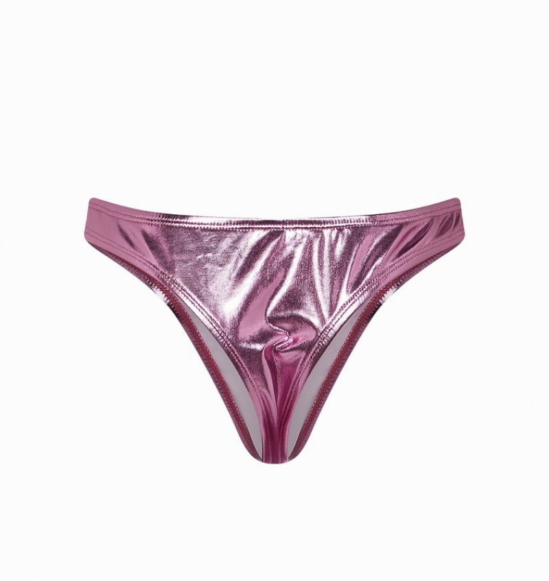 Women's Trapstar Hyperdrive Metallic Bikini Bottoms Pink | USA-759263