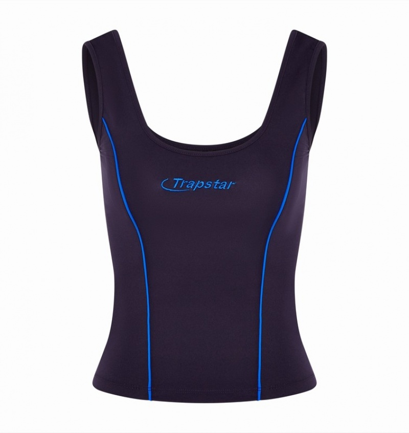 Women\'s Trapstar Hyperdrive Piping Vest Black / Blue | USA-450891