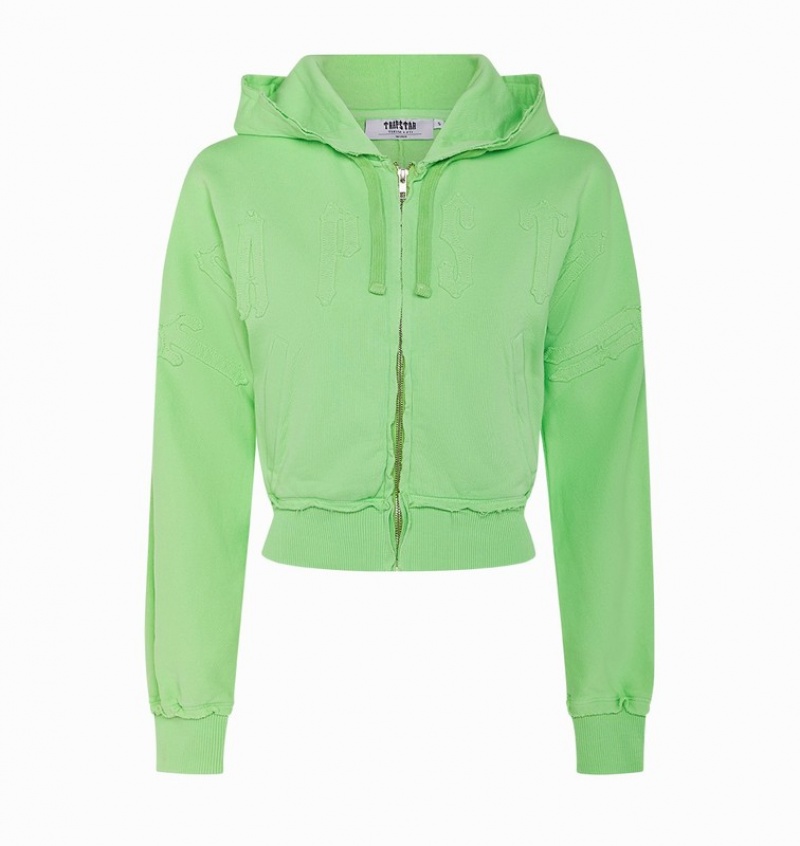 Women\'s Trapstar Irongate Cropped Hoodie Green | USA-526918