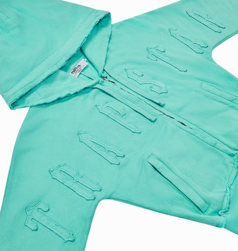 Women's Trapstar Irongate Cropped Hoodie Turquoise | USA-659721