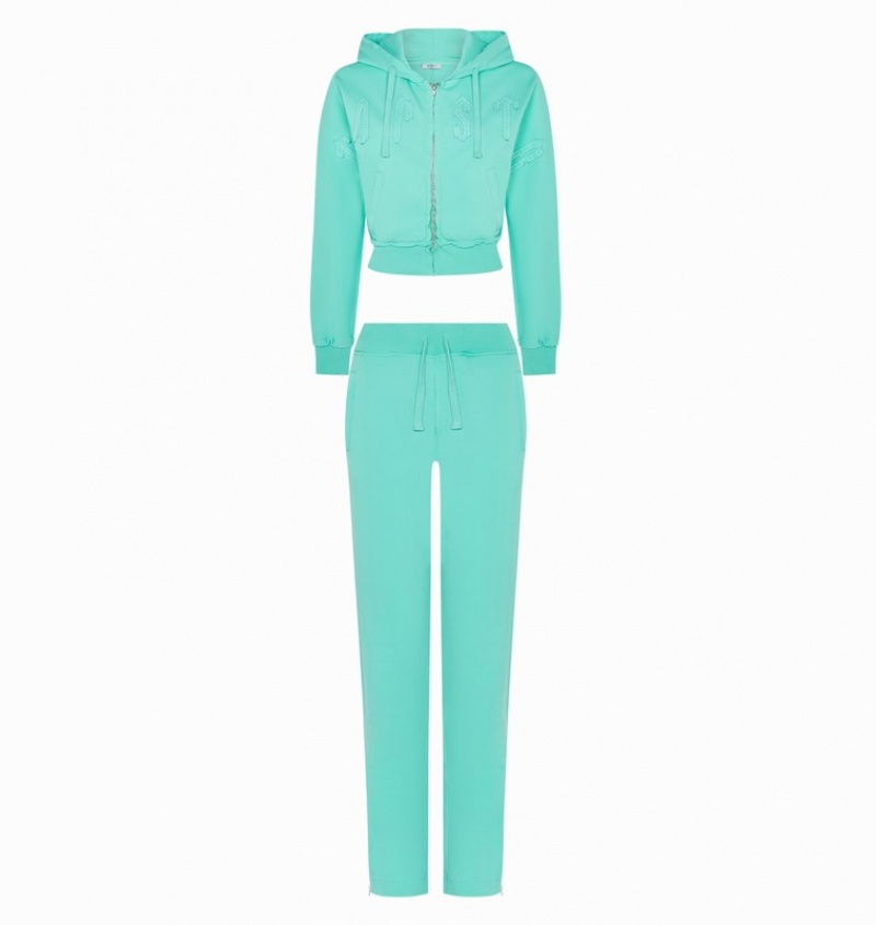 Women's Trapstar Irongate Cropped Hoodie Turquoise | USA-659721