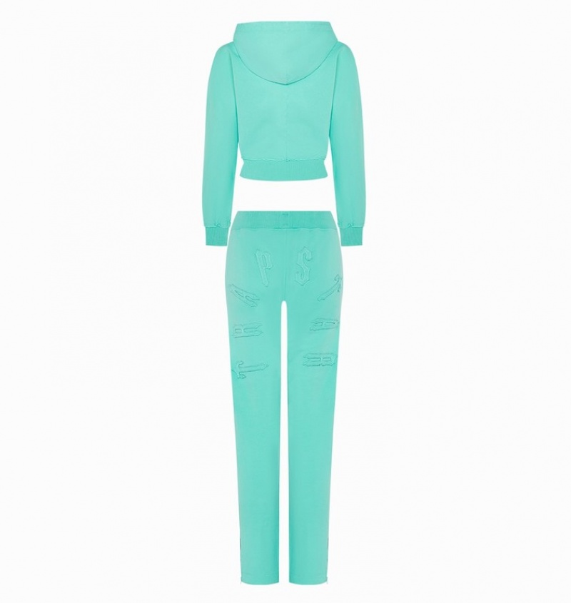 Women's Trapstar Irongate Cropped Hoodie Turquoise | USA-659721