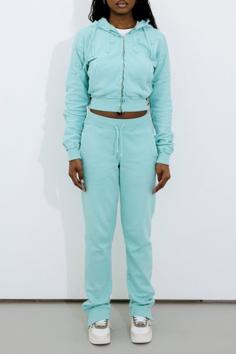 Women's Trapstar Irongate Cropped Hoodie Turquoise | USA-659721