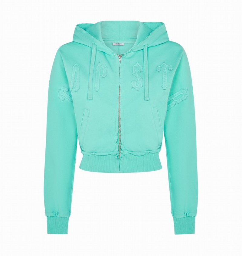 Women\'s Trapstar Irongate Cropped Hoodie Turquoise | USA-659721