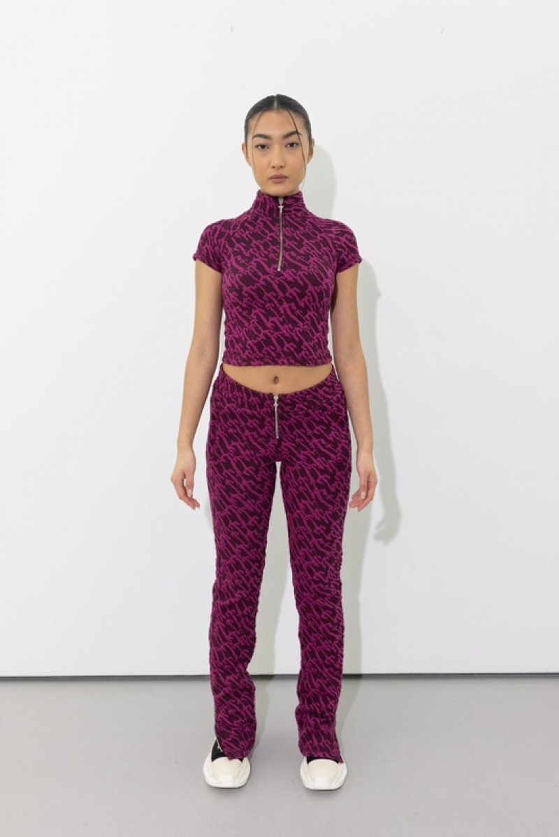 Women's Trapstar Jacquard Fitted Trousers Burgundy Pink | USA-732108