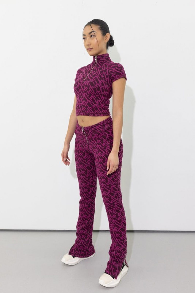 Women's Trapstar Jacquard Fitted Trousers Burgundy Pink | USA-732108