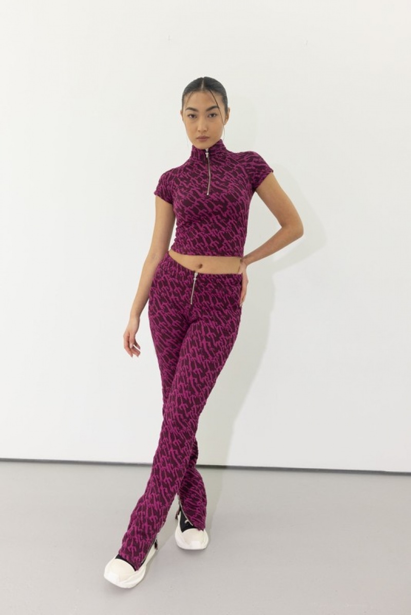 Women's Trapstar Jacquard Fitted Trousers Burgundy Pink | USA-732108