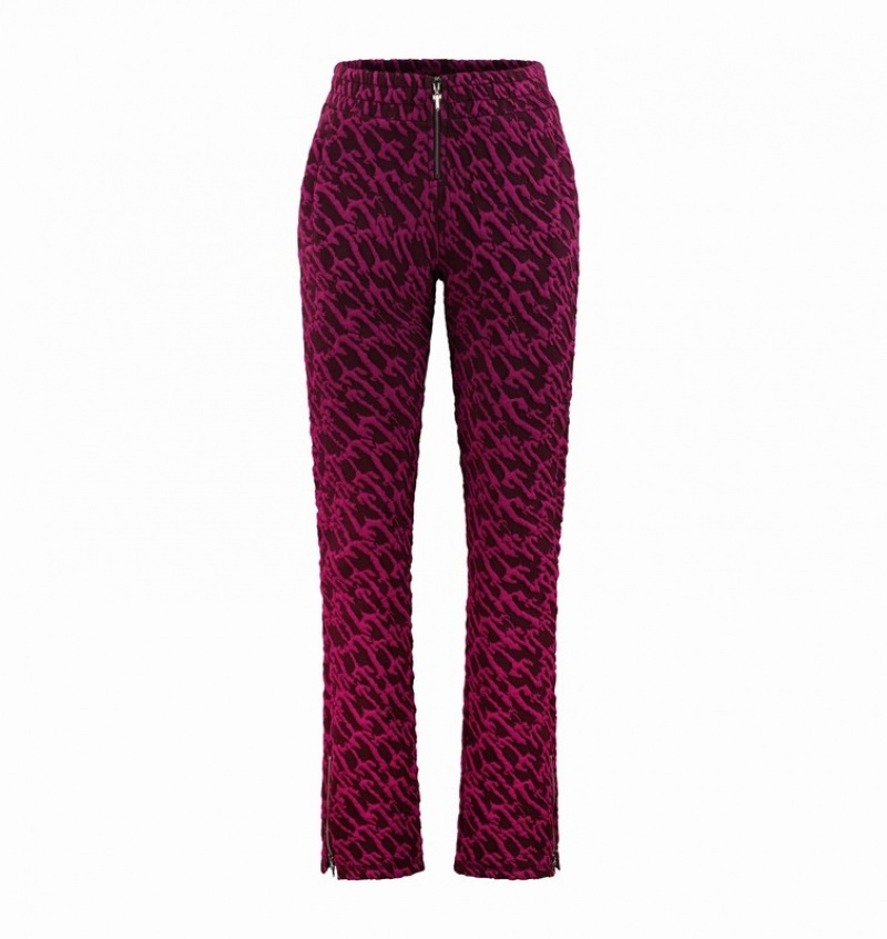 Women\'s Trapstar Jacquard Fitted Trousers Burgundy Pink | USA-732108