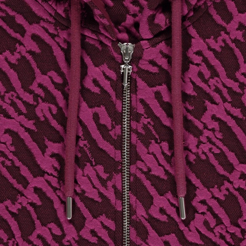 Women's Trapstar Jacquard Fitted Zip Hoodie Burgundy Pink | USA-963752