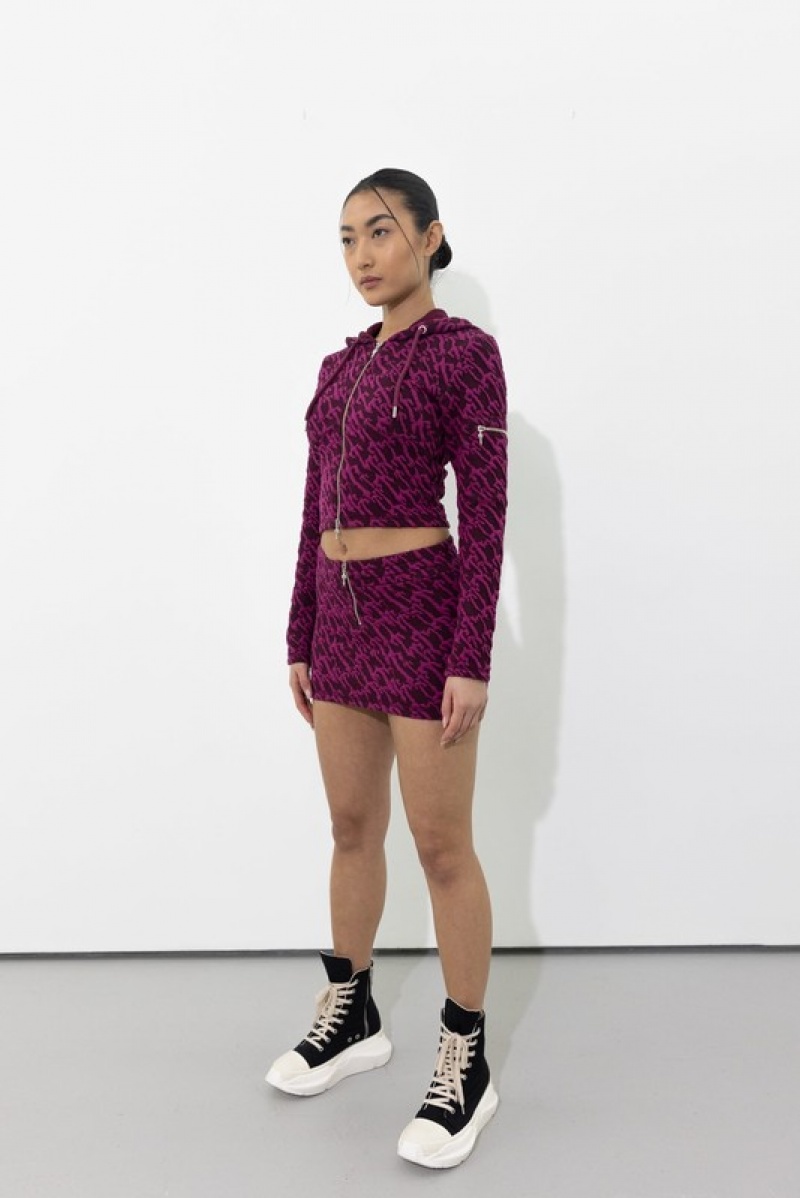 Women's Trapstar Jacquard Mini Skirts Burgundy Pink | USA-813045