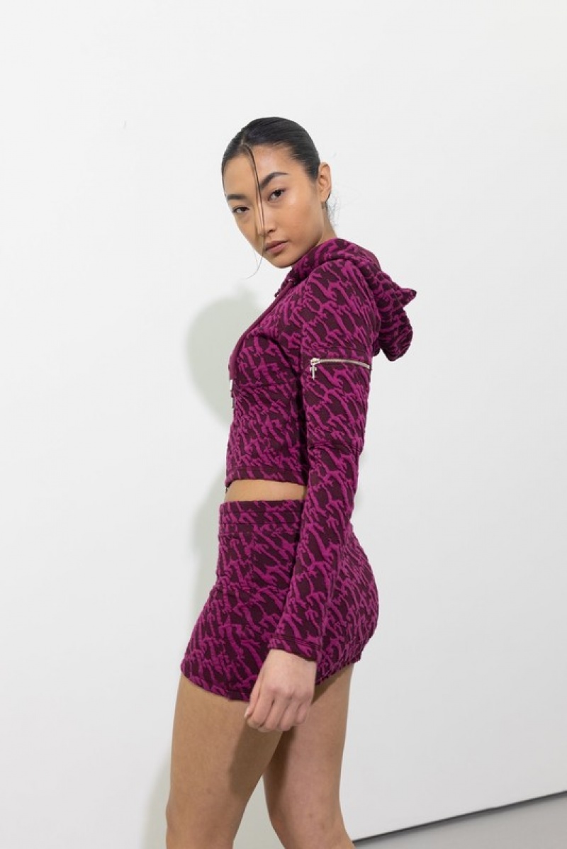 Women's Trapstar Jacquard Mini Skirts Burgundy Pink | USA-813045