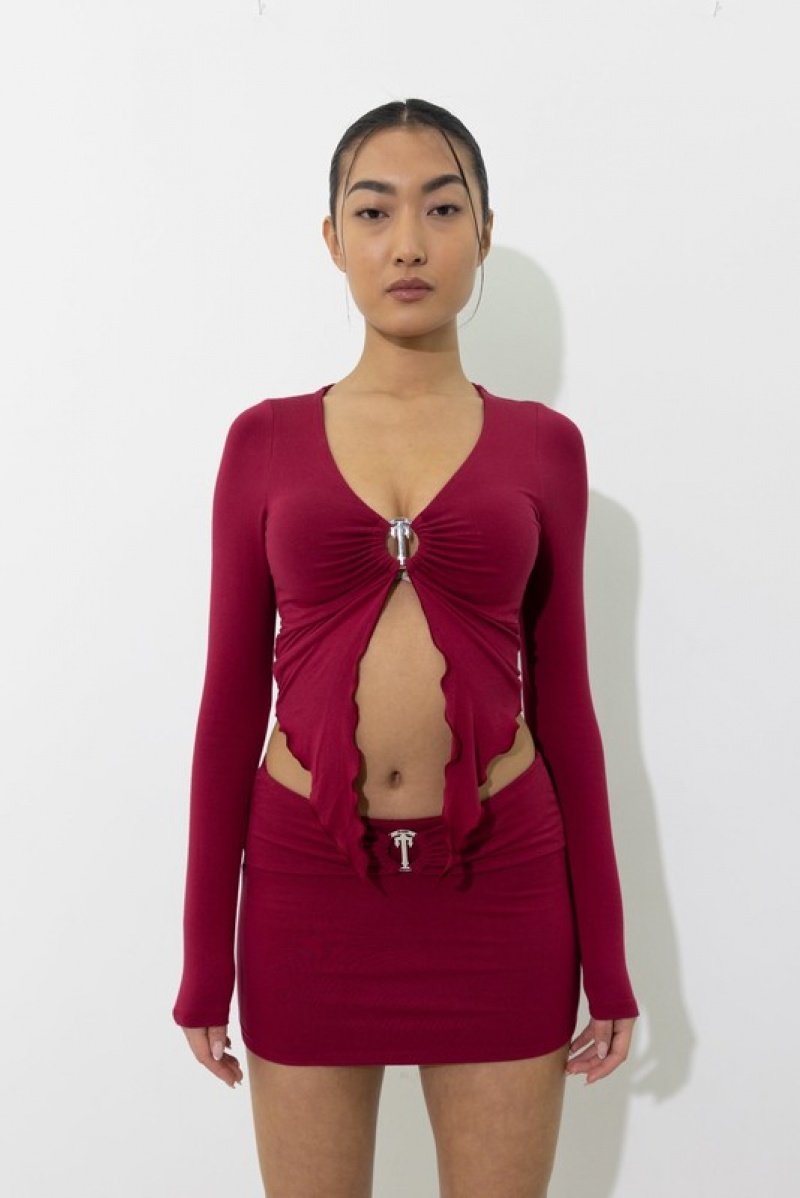 Women's Trapstar Long Sleeve Wing Bikini Top Red | USA-726108