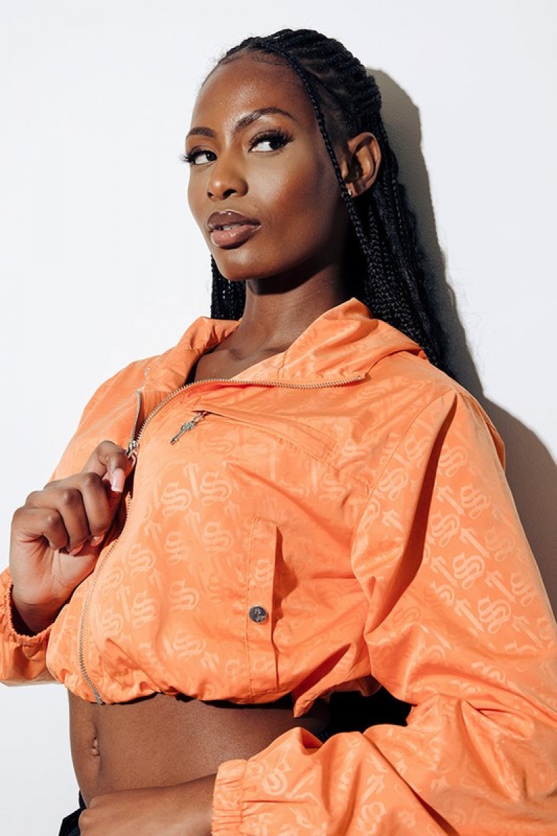 Women's Trapstar Monogram Windbreaker Orange | USA-317058